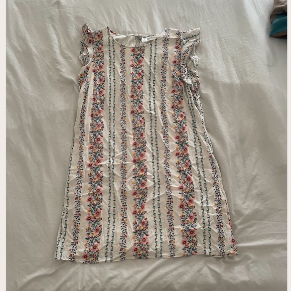 Floral Striped Ruffle Boho Sun Beach Summer Spring Hipster Art Chic Mini Dress - Picture 2 of 6